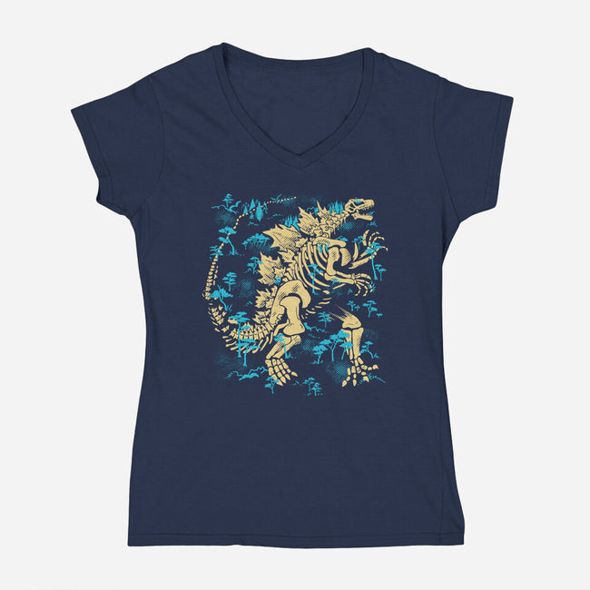 Kaiju Fossils-Womens-V-Neck-Tee-estudiofitas