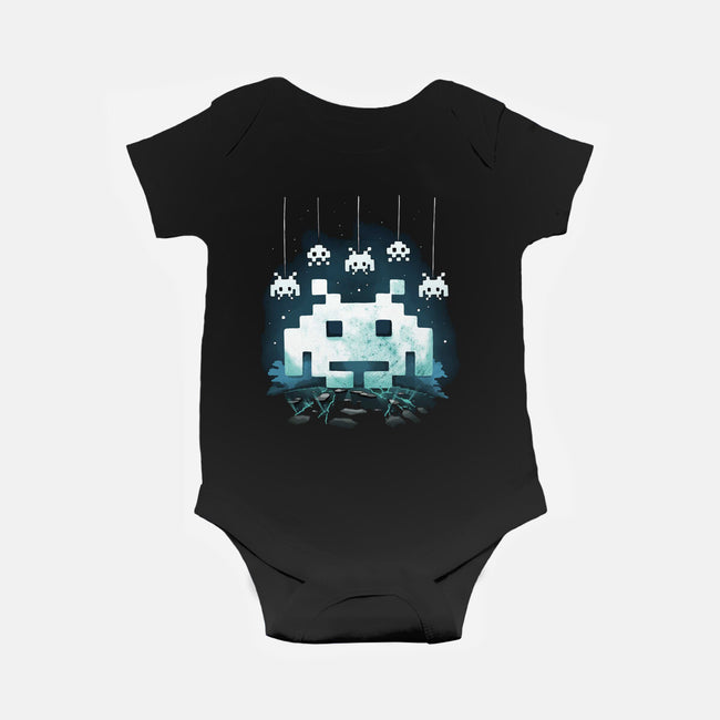 Space Moon Invaders-Baby-Basic-Onesie-Vallina84