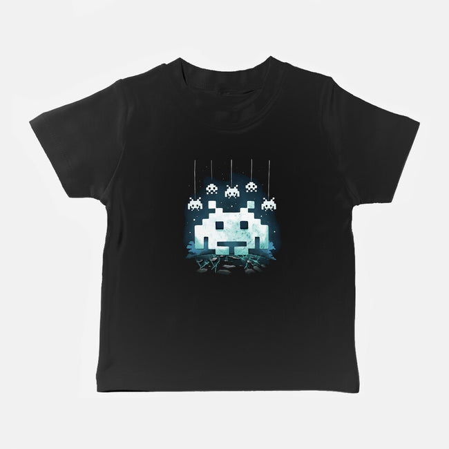 Space Moon Invaders-Baby-Basic-Tee-Vallina84