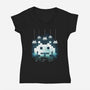 Space Moon Invaders-Womens-V-Neck-Tee-Vallina84