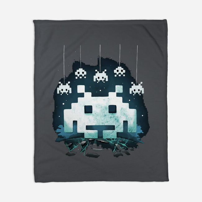 Space Moon Invaders-None-Fleece-Blanket-Vallina84