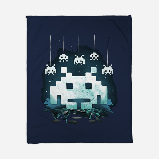 Space Moon Invaders-None-Fleece-Blanket-Vallina84