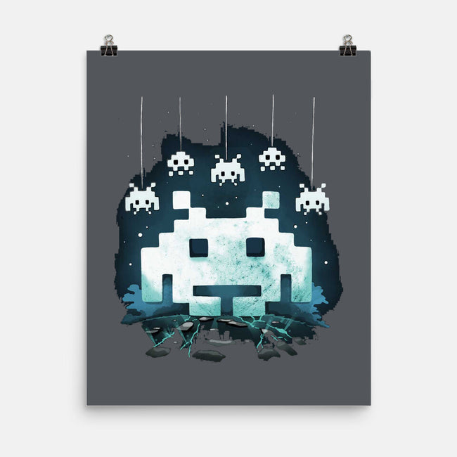 Space Moon Invaders-None-Matte-Poster-Vallina84