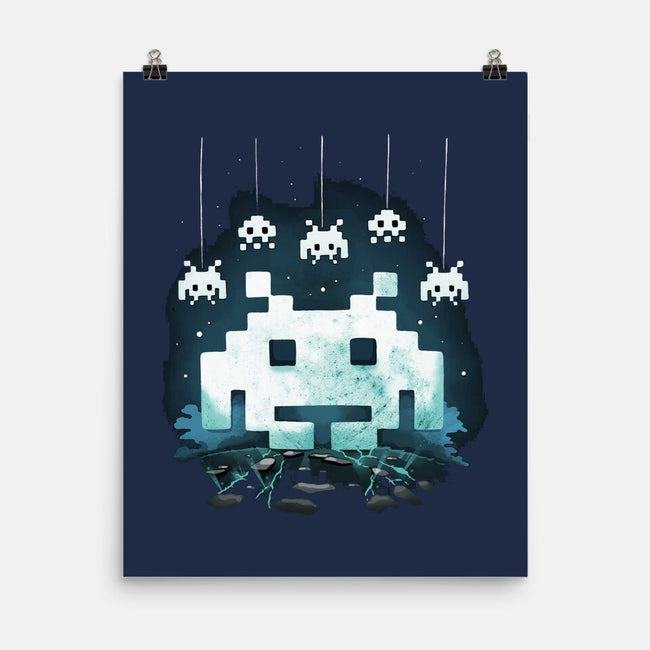 Space Moon Invaders-None-Matte-Poster-Vallina84