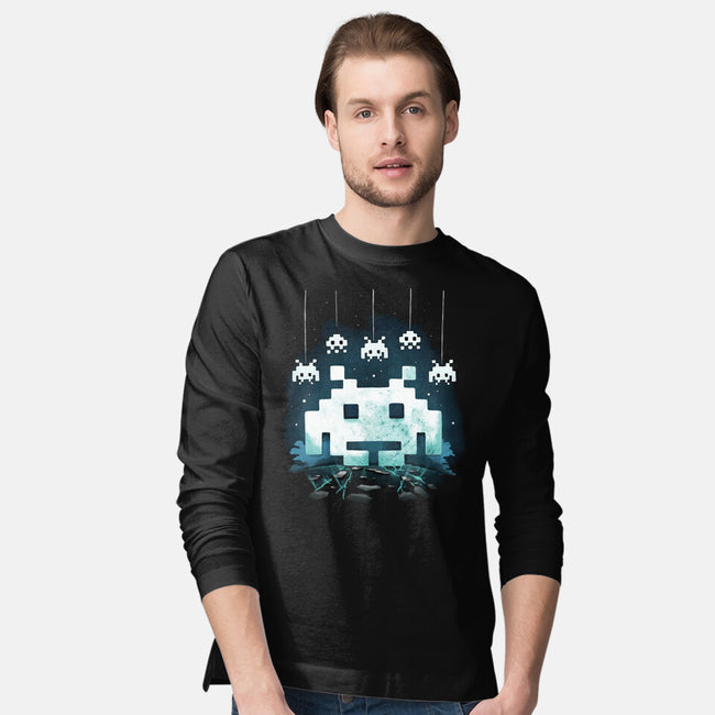 Space Moon Invaders-Mens-Long Sleeved-Tee-Vallina84