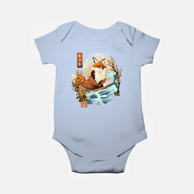 The Great Wave Fox-Baby-Basic-Onesie-dandingeroz