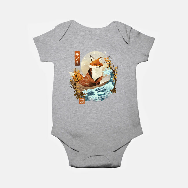 The Great Wave Fox-Baby-Basic-Onesie-dandingeroz