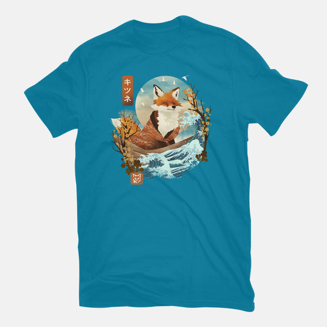 The Great Wave Fox-Womens-Basic-Tee-dandingeroz