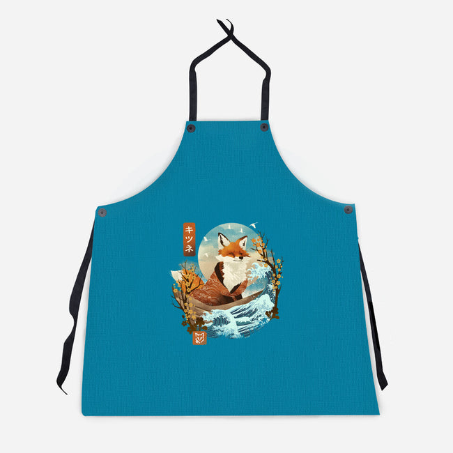 The Great Wave Fox-Unisex-Kitchen-Apron-dandingeroz