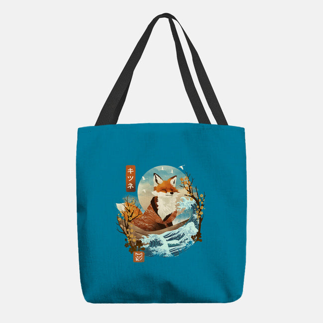 The Great Wave Fox-None-Basic Tote-Bag-dandingeroz