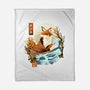 The Great Wave Fox-None-Fleece-Blanket-dandingeroz