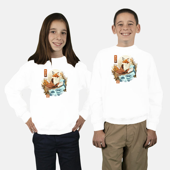 The Great Wave Fox-Youth-Crew Neck-Sweatshirt-dandingeroz