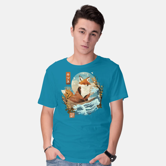 The Great Wave Fox-Mens-Basic-Tee-dandingeroz