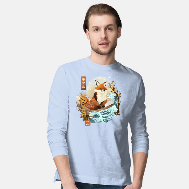 The Great Wave Fox-Mens-Long Sleeved-Tee-dandingeroz