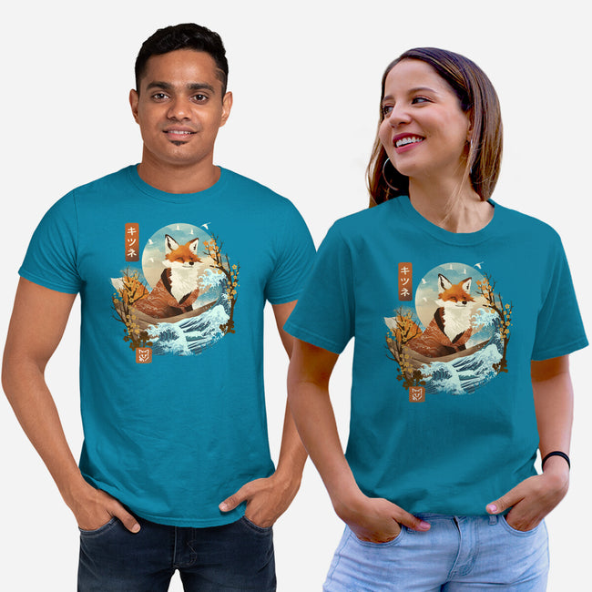 The Great Wave Fox-Unisex-Basic-Tee-dandingeroz