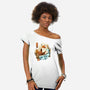 The Great Wave Fox-Womens-Off Shoulder-Tee-dandingeroz