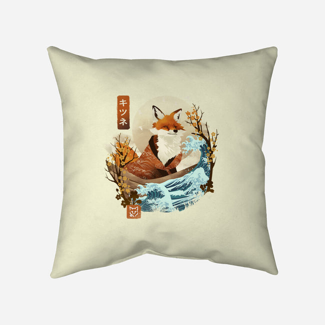 The Great Wave Fox-None-Removable Cover-Throw Pillow-dandingeroz