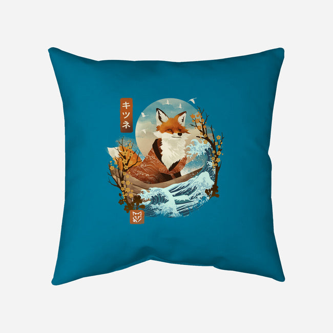 The Great Wave Fox-None-Removable Cover-Throw Pillow-dandingeroz