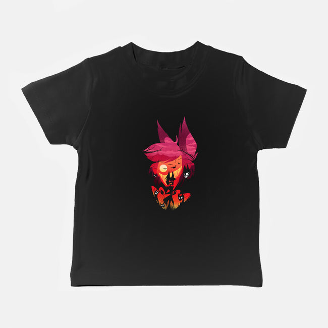 Alastor Sunset-Baby-Basic-Tee-dandingeroz