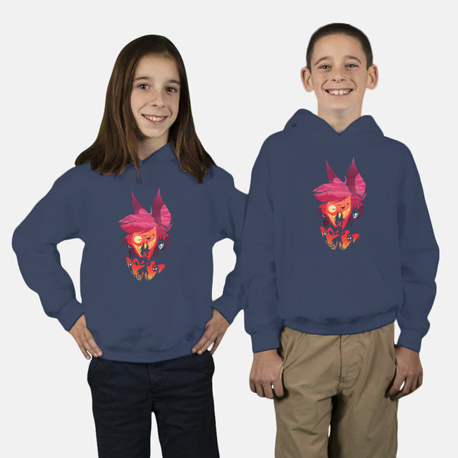 Alastor Sunset-Youth-Pullover-Sweatshirt-dandingeroz