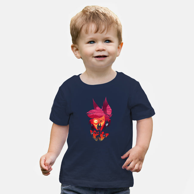 Alastor Sunset-Baby-Basic-Tee-dandingeroz