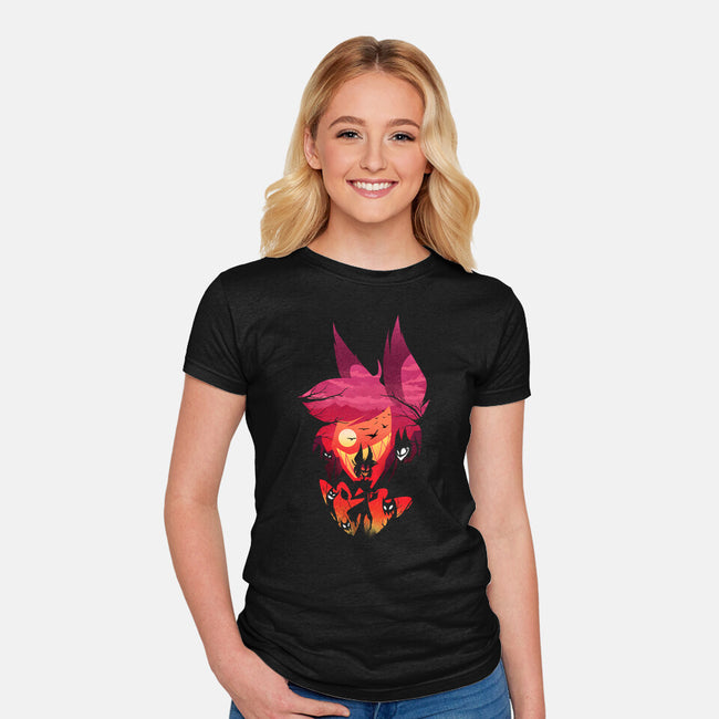 Alastor Sunset-Womens-Fitted-Tee-dandingeroz