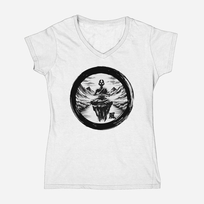 The Air Nomads Sumi-e-Womens-V-Neck-Tee-DrMonekers