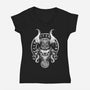 God Of Mischief And Trickery-Womens-V-Neck-Tee-DrMonekers