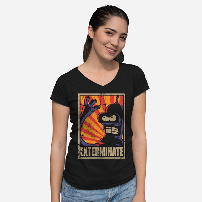 Exterminate-Womens-V-Neck-Tee-Xentee