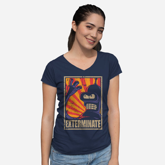 Exterminate-Womens-V-Neck-Tee-Xentee