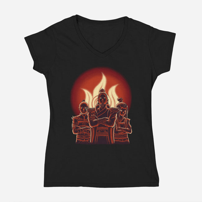 Fire Lords-Womens-V-Neck-Tee-rmatix