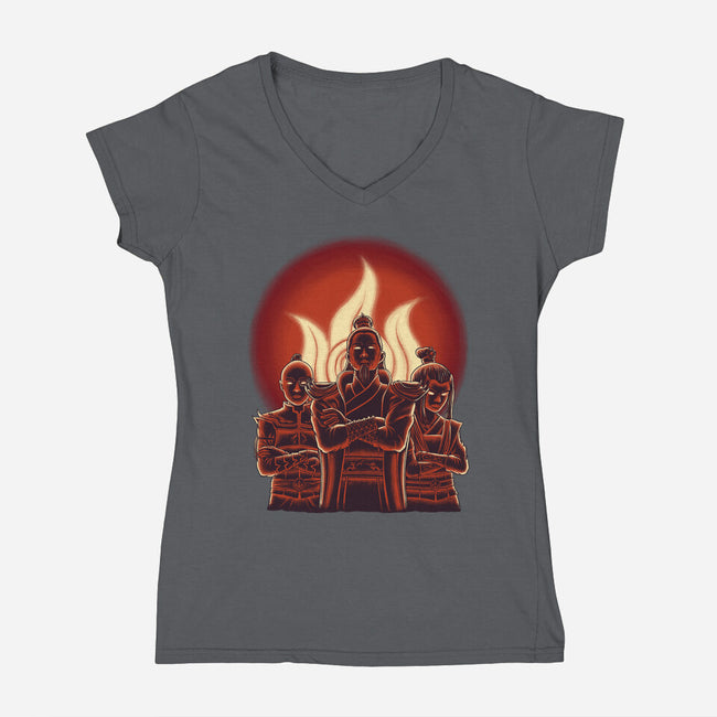 Fire Lords-Womens-V-Neck-Tee-rmatix