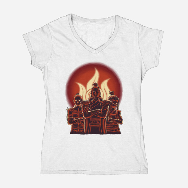 Fire Lords-Womens-V-Neck-Tee-rmatix