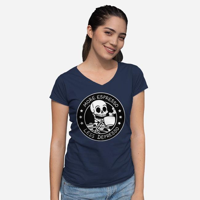 More Espresso Less Depresso-Womens-V-Neck-Tee-tobefonseca