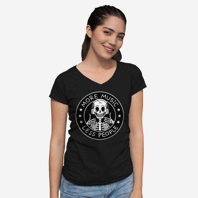 More Music Less People-Womens-V-Neck-Tee-tobefonseca