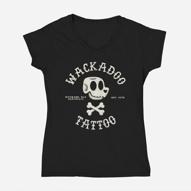 Wackadoo Tattoo-Womens-V-Neck-Tee-zachterrelldraws