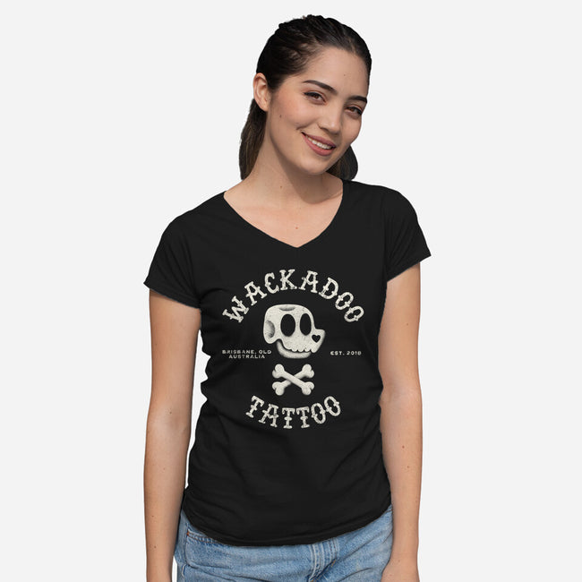 Wackadoo Tattoo-Womens-V-Neck-Tee-zachterrelldraws