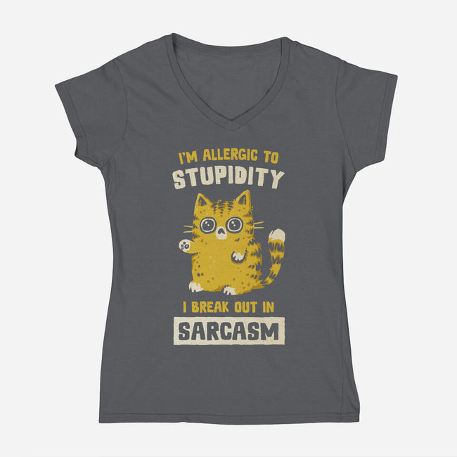 Allergic To Stupidity-Womens-V-Neck-Tee-kg07