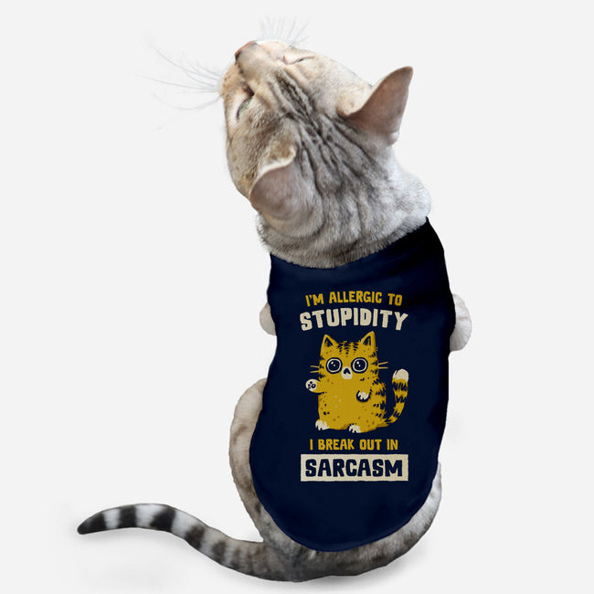 Allergic To Stupidity-Cat-Basic-Pet Tank-kg07