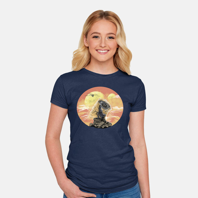 Wanderer Above The Sea Of Sand-Womens-Fitted-Tee-zascanauta