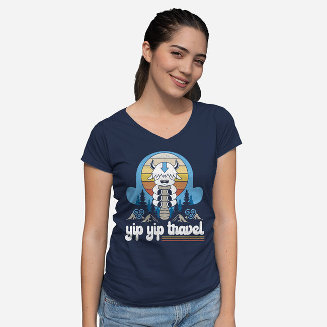 Yip Yip Travel-Womens-V-Neck-Tee-Logozaste