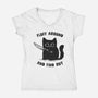 Fluff Around And Find Out-Womens-V-Neck-Tee-kg07