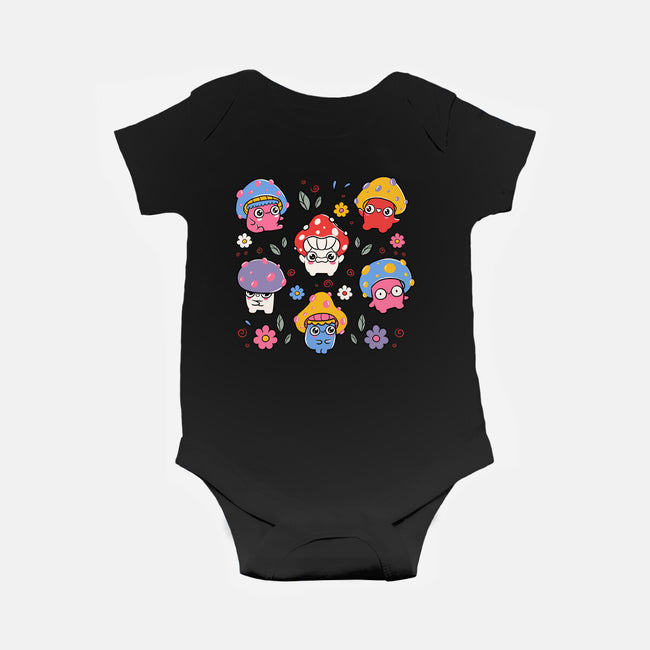 Cute But Psychedelic Mushrooms-Baby-Basic-Onesie-tobefonseca