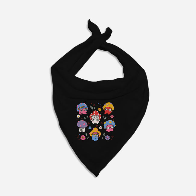 Cute But Psychedelic Mushrooms-Dog-Bandana-Pet Collar-tobefonseca