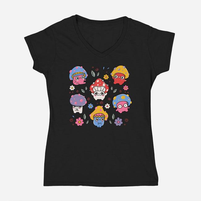 Cute But Psychedelic Mushrooms-Womens-V-Neck-Tee-tobefonseca