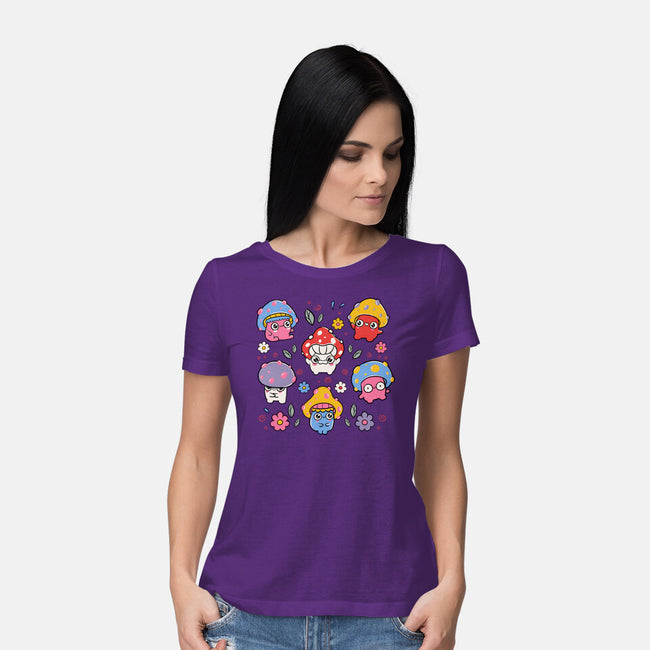 Cute But Psychedelic Mushrooms-Womens-Basic-Tee-tobefonseca