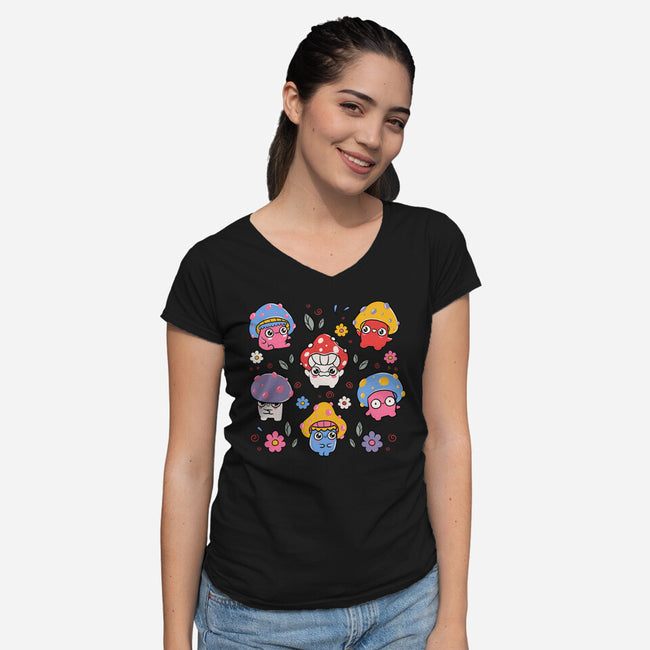 Cute But Psychedelic Mushrooms-Womens-V-Neck-Tee-tobefonseca