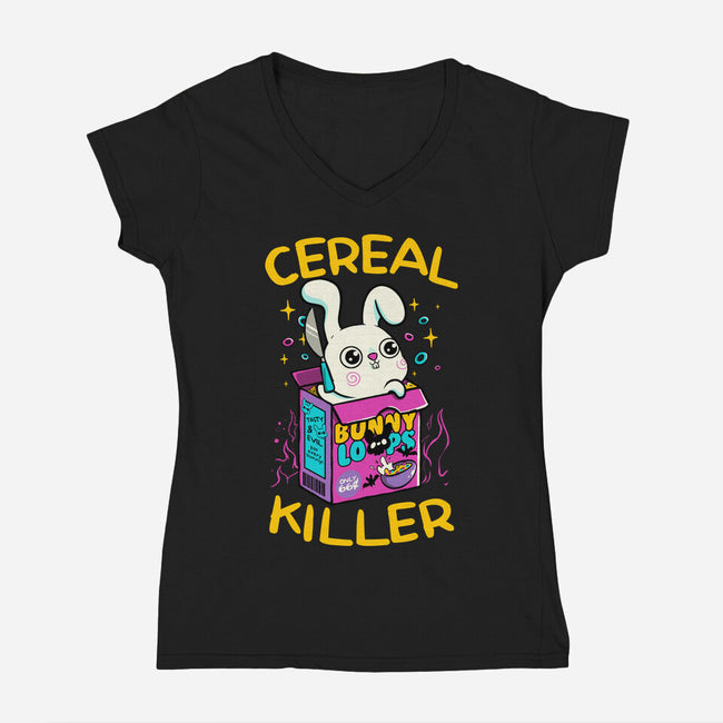 Cereal Killer Psycho Bunny-Womens-V-Neck-Tee-tobefonseca