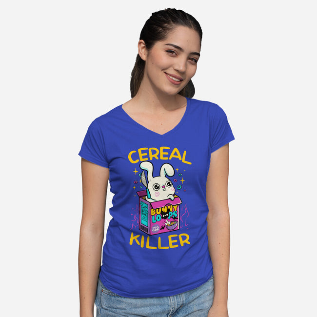 Cereal Killer Psycho Bunny-Womens-V-Neck-Tee-tobefonseca