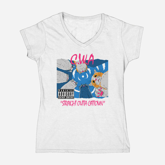 Straight Outta Cattown-Womens-V-Neck-Tee-naomori